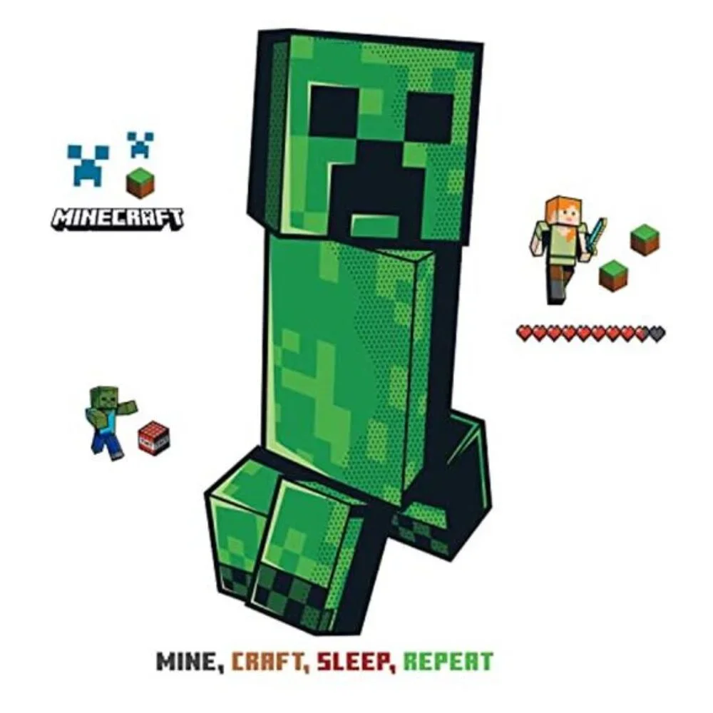 Minecraft Wall Decals Creeper Giant Peel and Stick Kids Room Bedroom Decor